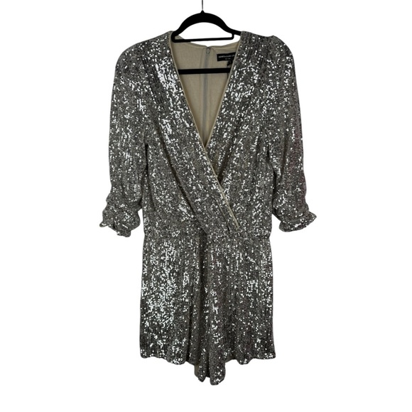 NEW GENERATION LOVE ALLEGRA SEQUIN JUMPSUIT 3/4 SLEEVE SHORTS SZ L - Picture 1 of 11